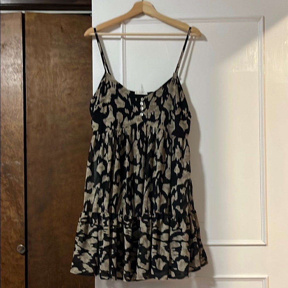 Chic Black and Tan Spaghetti Strap Dress